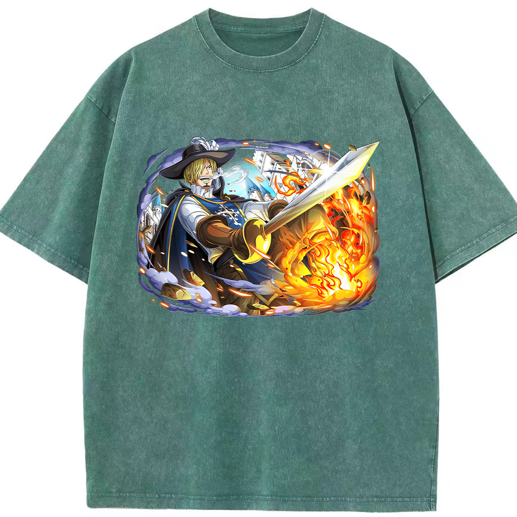 ワンピース サンジ ONE PIECE Sanji 綿100% ヴィンテージ風 半袖Tシャツ（フロントプリント）